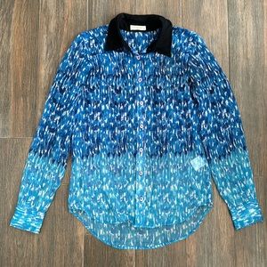 Equipment ombre semi sheer silk blouse (blue) vintage
